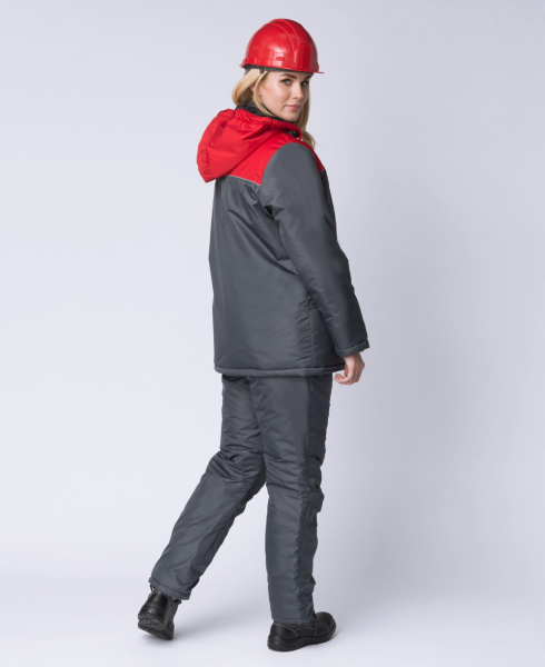 Куртка САКРИН зимняя женская (т.серый/красный)
