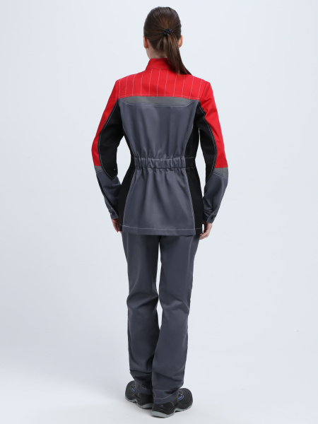 Костюм ВЕКТРОН-1 женский с БР (серый/красный/черный)
