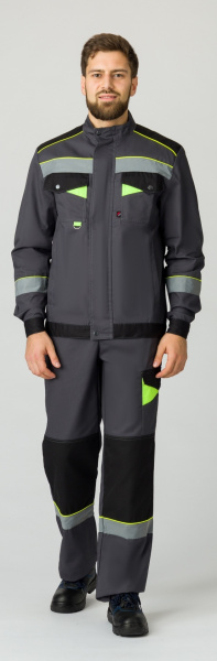 Костюм ХОВАРД-1 с БР (т.серый/черный/лимонный)