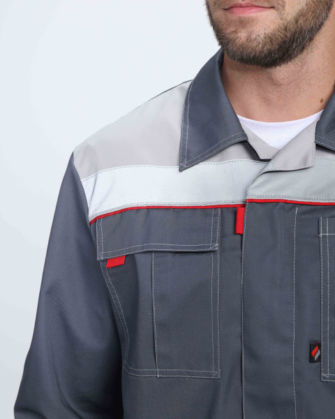 Костюм ФЛОФТ-1 ПРЕМИУМ СОП UZ с БР (т.серый/серый/красный)