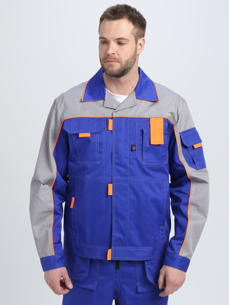 Костюм ДРАГА-2 с ПК (васильковый/св.серый/оранжевый)