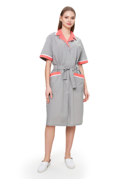 Халат ПРИБОЙ женский (св.серый/коралловый/белый)