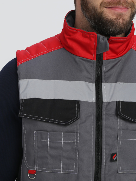 Жилет ВЕКТРОН СОП зимний (серый/черный/красный)