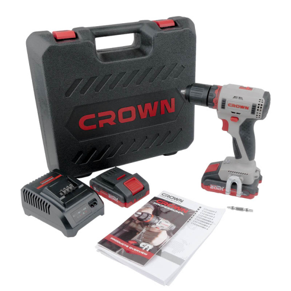 Аккумуляторный шуруповерт CROWN CT21091HX-2 BMC BL 20В 55Нм 2х2А/ч