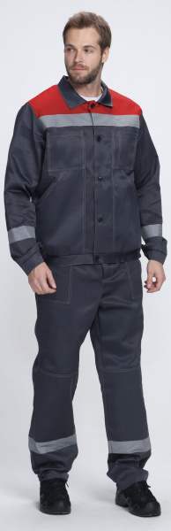 Костюм ЛИГОР-1 СОП с БР (т.серый/красный)