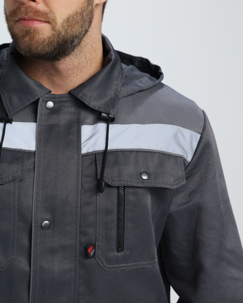 Костюм НЕЙЧ-2 СОП К. с капюшоном с ПК (т.серый/св.серый)