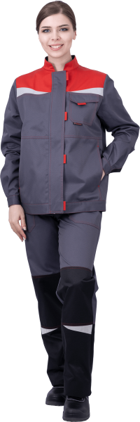 Костюм КМ-10 ЛЮКС жен. летний с БР (серый/красный)