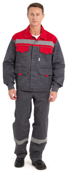 Костюм НОВА с СОП, с БР (серый/красный)