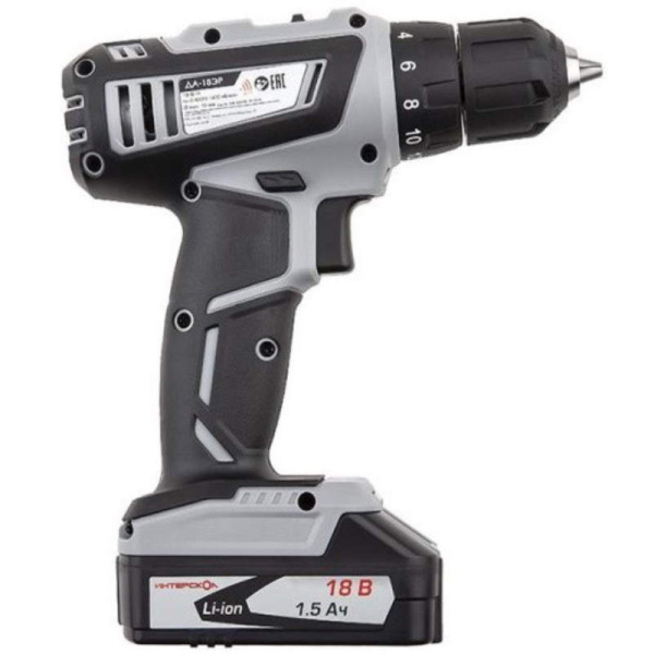 Аккумуляторная дрель-шуруповерт ИНТЕРСКОЛ ДА-18ЭР 536.0.2.02 18В 38Нм 2х1.5А/ч