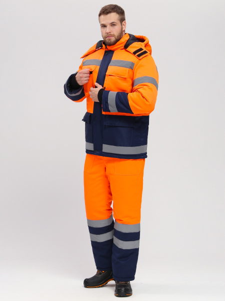 Костюм ДОРОЖНИК-УЛЬТРА зимний с ПК (оранжевый/т.синий)