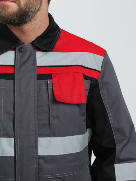 Костюм ВИВАТ-1 ПРЕМИУМ IMP с БР (т.серый/черный/красный)