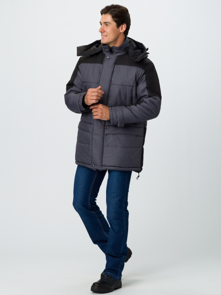 Куртка ПРЕМИУМ зимняя (т.серый меланж/черный)