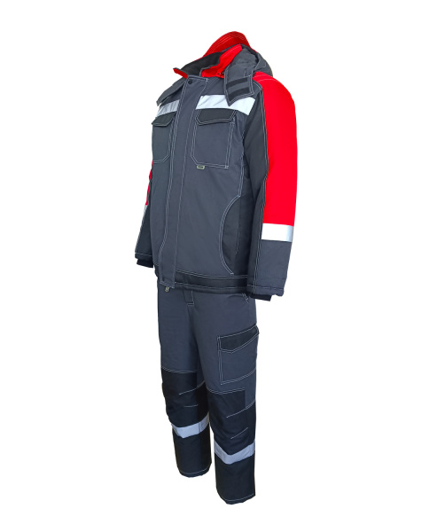 Костюм ЮКОН-МЕМБРАНА зимний с БР (т. серый/черный/красный)