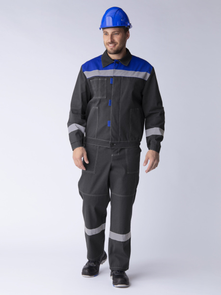 Костюм ЛИПЕЦК СОП с ПК (т.серый-меланж/васильковый)