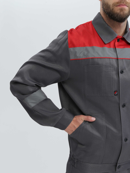 Костюм ЛИГОР-2 СОП с ПК (т.серый/красный)