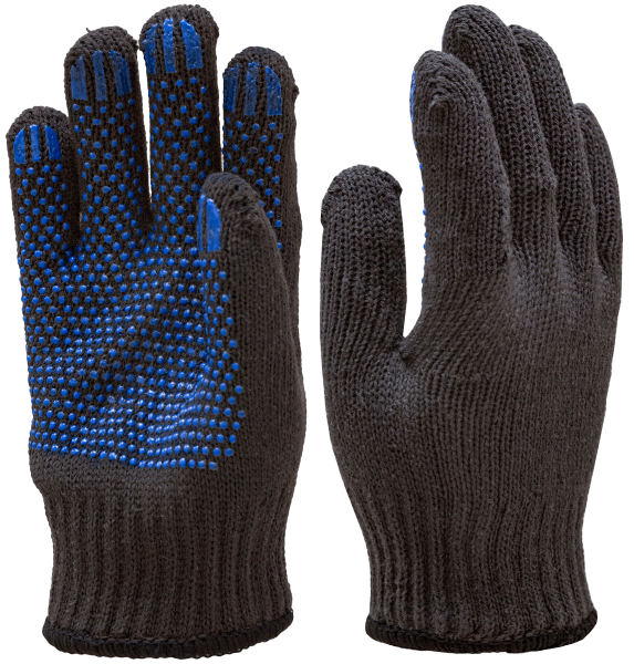 Перчатки трикотажные с ПВХ ДВОЙНЫЕ (черный)