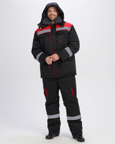 Костюм НЕЙЧ-ПРЕМИУМ CH зимний с ПК (черный/красный)