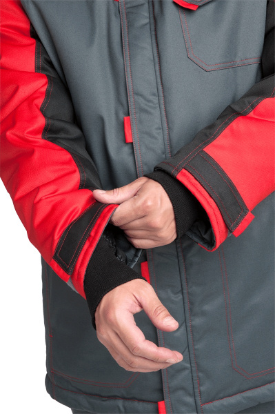 Костюм КМ-10 ЛЮКС зимний c ПК (серый/красный)