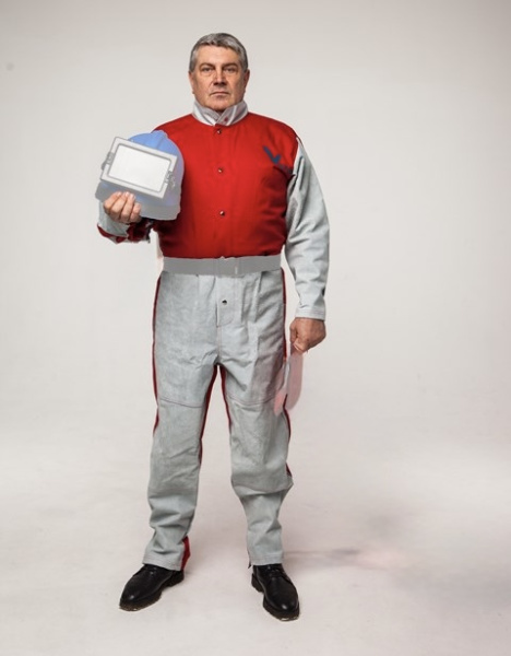 Комбинезон пескоструйщика ВЕКТОР (серый/красный)