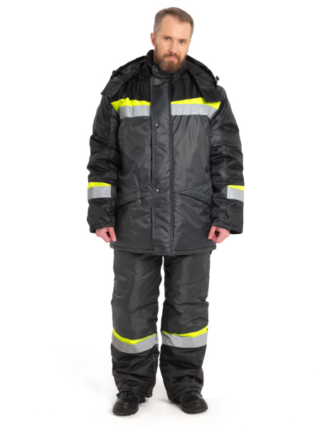 Костюм ГРАДУС зимний с ПК (т.серый/черный/лимон)