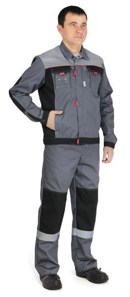 Костюм М с СОП, с БР (т.серый/чёрный/серый)