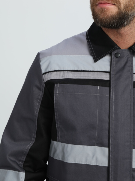 Костюм ВИВАТ-1 ПРЕМИУМ СН МВО с БР (т.серый/черный/св.серый)