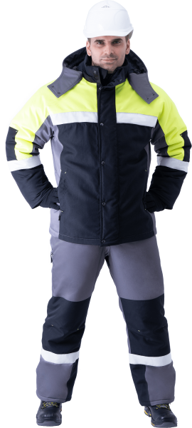 Костюм ЛОГЕР ПРОТЕКТ зимний с ПК (серый/черный/лимонный)