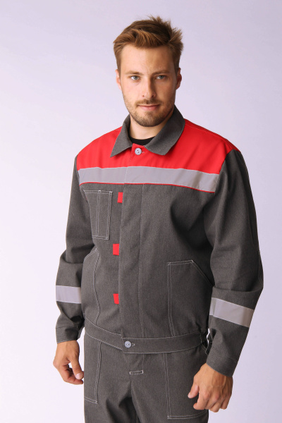 Костюм ЛИПЕЦК СОП с ПК (т.серый-меланж/красный)