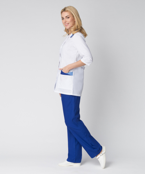 Костюм ЛАЗУРЬ женский с БР (белый/васильковый)