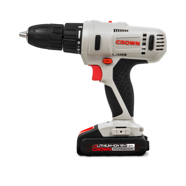 Аккумуляторный шуруповерт CROWN CT21056L-1.5 BMC 18В Li-ion 2х1,5Ач 350/1350об/мин