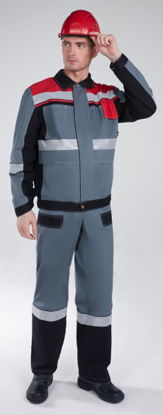 Костюм Виват-2 (тк.Саржа,250) п/к, серый/черный/красный