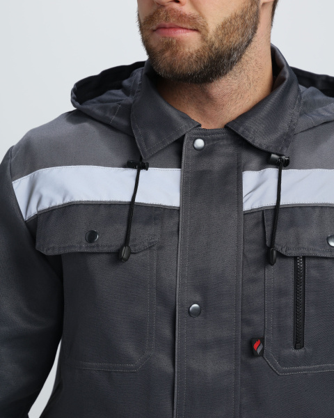 Костюм НЕЙЧ-2 СОП К. с капюшоном с ПК (т.серый/св.серый)