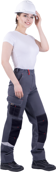 Брюки ТУРБО SAFETY женские (серый/чёрный/красный)