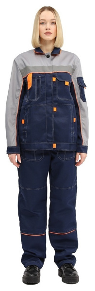 Костюм РОЛЬФ женский с БР (т.синий/св.серый/оранжевый)