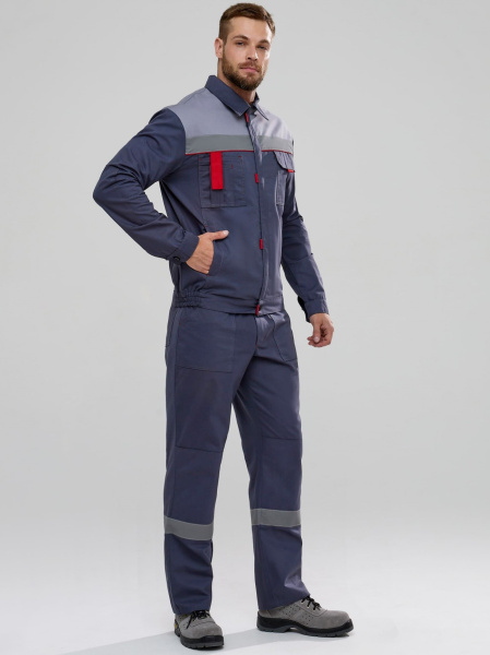 Костюм ФЛОФТ-1 СОП с БР (т.серый/св.серый/красный)