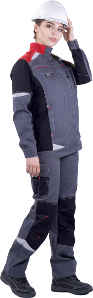 Куртка ТУРБО SAFETY женская (серый/чёрный/красный)