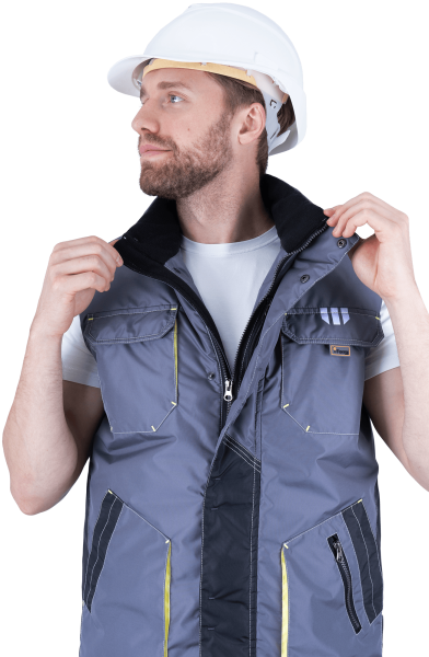 Жилет ЭДВАНС зимний (серый/т.серый/лимонный)