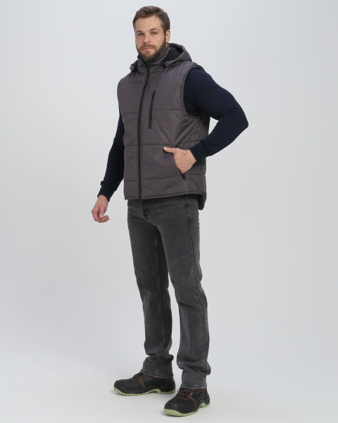 Жилет РЕЗКО зимний с капюшоном (т.серый)