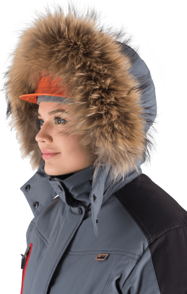 Куртка ХАЙ-ТЕК женская зимняя (серый/красный/черный)