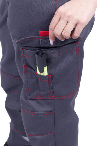 Полукомбинезон ХАЙ-ТЕК SAFETY женский (серый/красный)