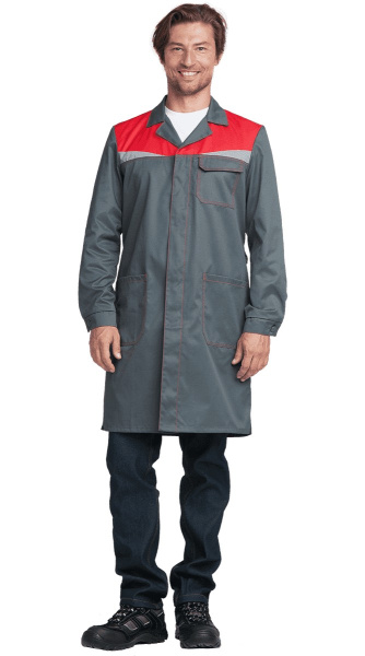 Халат RONTA HL541 (т.серый/красный)