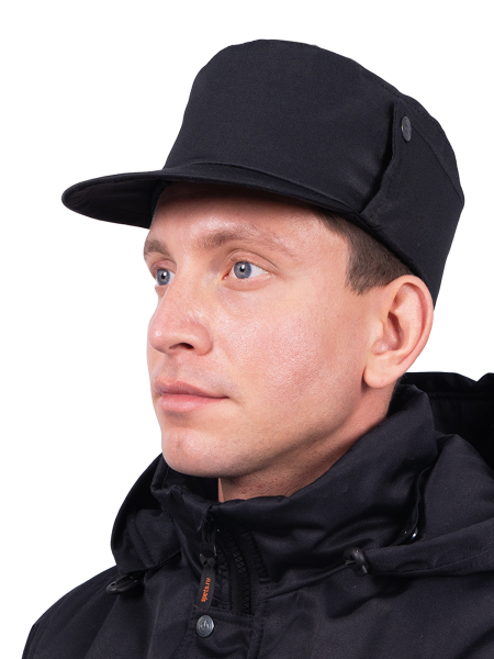 Кепка ОХРАНА зимняя (черный)