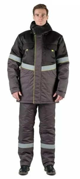 Костюм СЕВЕРНАЯ ШИРОТА зимний с БР (серый/черный)