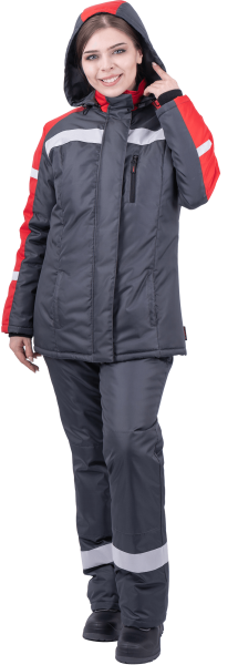 Костюм РОУД женский зимний с ПК (т.серый/красный)