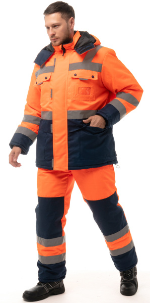 Костюм НОРДИК зимний с ПК (оранжевый/т.синий)
