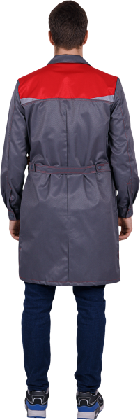 Халат КМ-10 ЛЮКС (серый/красный)