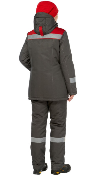 Костюм ТИМБЕР женский зимний с БР (т.серый/красный)