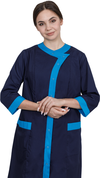 Халат САКУРА женский (т.синий/голубой)