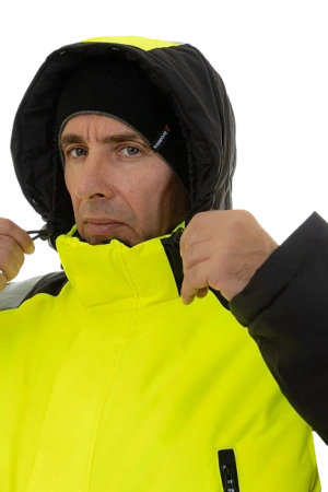 Куртка-парка BRODEKS KW 217 зимняя сигнальная c опушкой (желтый/черный)