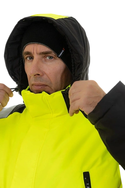 Куртка-парка BRODEKS KW 217 зимняя сигнальная c опушкой (желтый/черный)